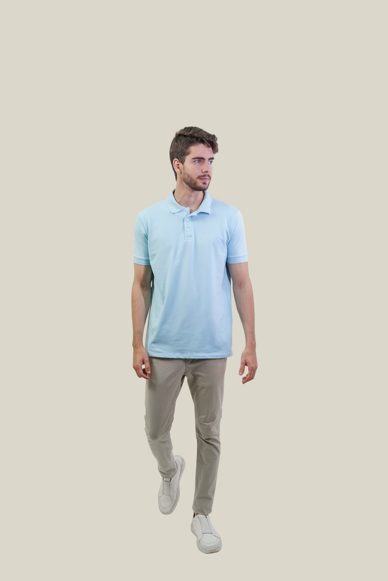 Polo piquet gold continua Azul Claro