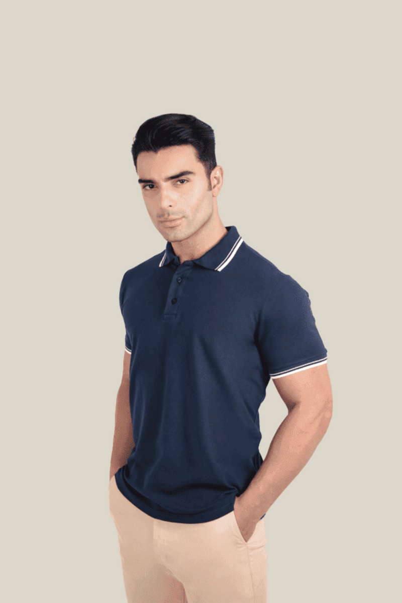 Polo piquet gold continua Azul