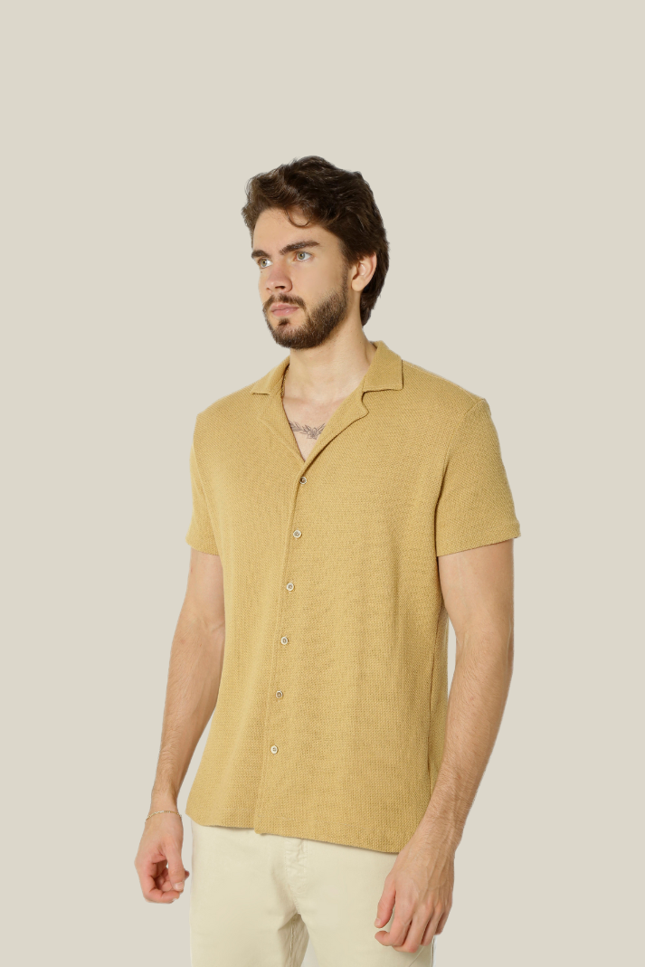 Camisa gola esporte manga curta textura