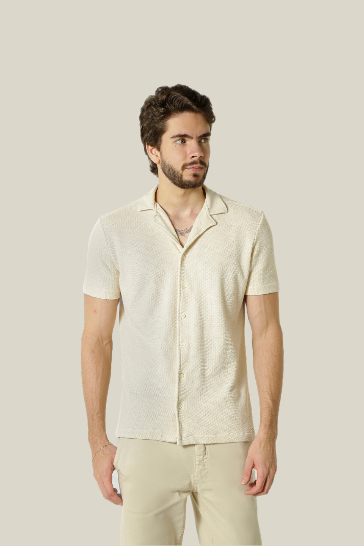 Camisa gola esporte manga curta textura