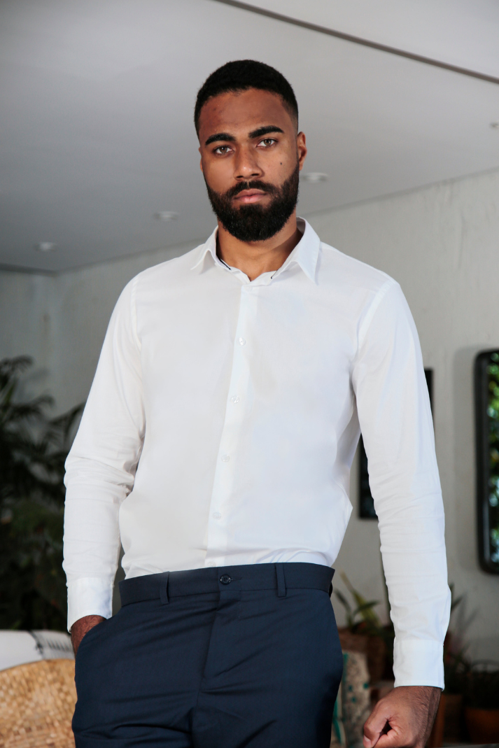 Camisa oxford pima algodão fio 80 manga longa slim fit