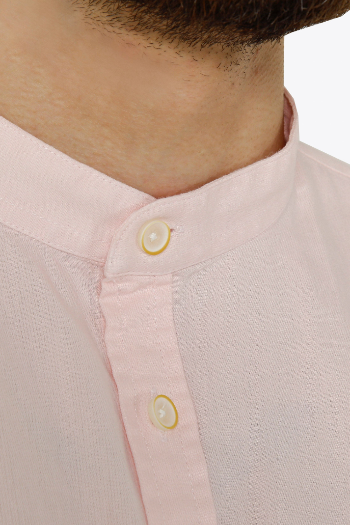 Camisa manga curta gola padre sarja estonada