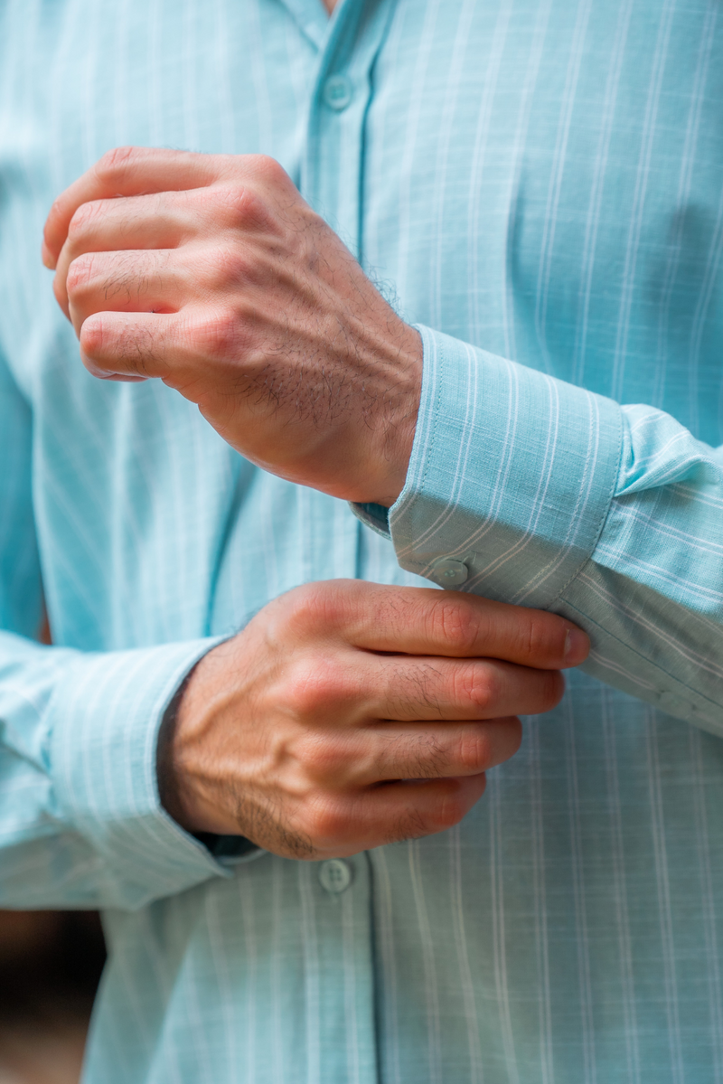 Camisa social manga longa slim fit listras dupla